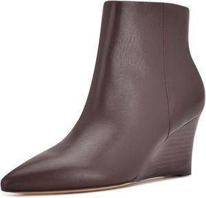 Женские ботильоны YDN на танкетке с заостренным носком, средним каблуком и боковой молнией, осенние западные модные ботинки, размер 4-15 US, Rosy Brown