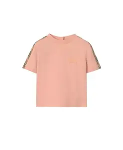 Детская хлопковая футболка в клетку. Burberry, бежевый