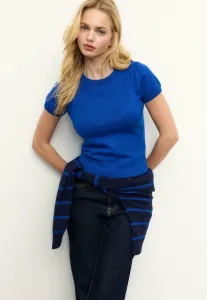 Базовая футболка с коротким рукавом и накладкой Stradivarius, Metallic Blue