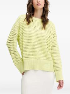 Фактурный свитер ажурной вязки HUGO, зеленый