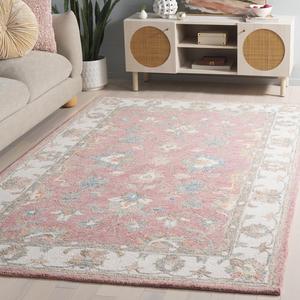 Ковер SAFAVIEH, 122 x 183 см, - коллекция Heritage - Pink & Ivory, ручная работа из шерсти, идеально для гостиной, спальни, столовой (HG125U)