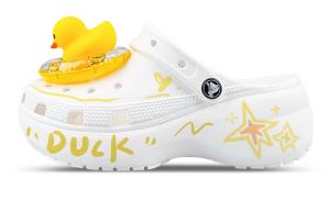 Crocs Классические женские сабо на платформе, белые, желтые