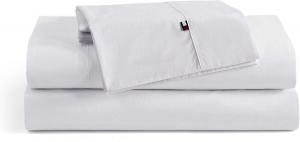 Комплект постельного белья Tommy Hilfiger, размер Twin (147x210 см), наволочка, хлопковый перкаль, цвет белый