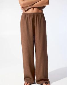 Пижамные брюки Pull&Bear в деревенском стиле коричневого цвета