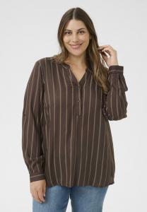 Блуза Kaffe Curve KCSIDA BLOUSE, Black Coffee Morel Stripe/Black