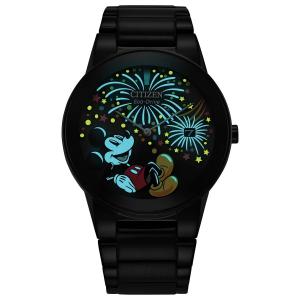 Мужские часы Disney Eco-Drive Mickey Mouse Fiesta 100th Anniversary с черным браслетом из нержавеющей стали от производителя — AU1095-57W Citizen