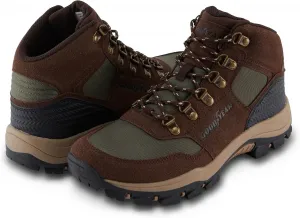 Мужские высокие походные ботинки Goodyear Everest для работы и снега, водонепроницаемые и дышащие уличные ботинки, коричневый/зеленый