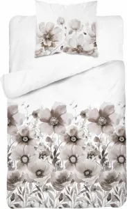 Постельное белье сатин 140х200 бежевые цветы Detexpol
