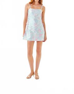 Laken Skirted Romper In Bluette Floral Stripe Woven Jacquard Lilly Pulitzer
