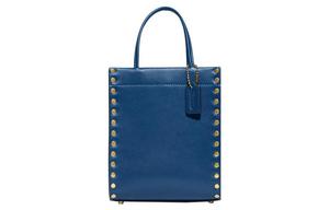 COACH Кожаная сумка тоут шоппер дамская мини синяя через плечо кроссбоди