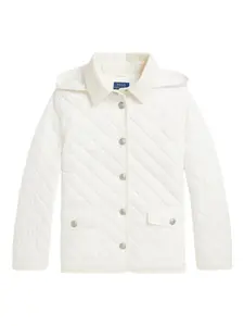 Стеганая куртка с вельветовым воротником Polo Ralph Lauren Kids, белый
