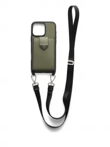 Фактурный чехол для телефона Prada, зеленый