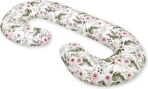 Подушка для беременных тип С, подушка со съемным чехлом для беременных и кормящих женщин - Розовые пионы Bobono