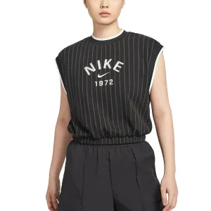 Топ с вышитым полосатым логотипом Nike, черный/коричневый