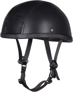 Полушлем винтажный Woljay Leather Motorcycle, черный