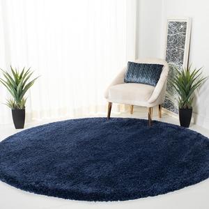 SAFAVIEH Milan Shag Collection ковер 138 x 138 см - Navy, сплошной дизайн, без линьки и простой в уходе, идеален для помещений с высокой проходимостью в гостиной, спальне (SG180-7070)