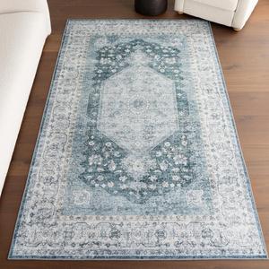 nuLOOM ковер 122 x 183 см для гостиной, спальни, кухни, столовой, Prairie Green, машинная стирка, водонепроницаемая поверхность, защита от протеканий, противоскользящая основа, устойчивый к пятнам