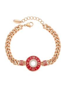 Faina Женский браслет из звеньев цепи с стразами, цвет розовое золото, красный