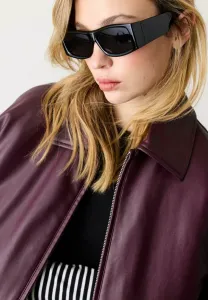 Прямоугольные солнцезащитные очки с широкими дужками Stradivarius, Black