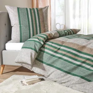 Фланелевое постельное белье Dream Sleep Fine Mountain Stripe Forest 135x200 см + 80x80 см Traumschlaf