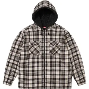 Рубашка FW25 WEEK10 Lined Zip Up Hooded Flannel Shirt Unisex Supreme, серый