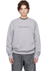 Jw Anderson Толстовка с вышитым логотипом серого цвета
