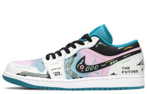 Кроссовки Air JORDAN 1 Vintage Basketball Shoes Men Low-Top Blue Pink