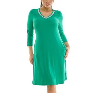 Женское платье с отделкой из ожерелья и карманами Nina Leonard, цвет jungle green