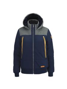 Зимняя куртка с искусственной овчиной и капюшоном синего цвета Outburst