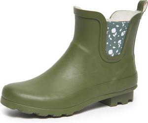 Женские резиновые дождевые сапоги Laura Ashley средней высоты до щиколотки, легкие водонепроницаемые ботинки для женщин, Army Green Petals