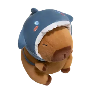 Шапка с капюшоном капибара цыпленок динозавр, шапки и кепки, плюшевая кукла капибара, высота 38 см Lv Fielder, Shark Capybara