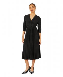 Женское трикотажное платье миди с узлом на талии Yumi, Black