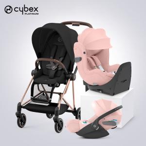 Cybex Коляска-трансформер 0-4 года Mios + люлька для новорожденного + сиденье с поворотом 360°, Saya Black + Rose Gold + Peach Town Pink PLUS + Peach Tow