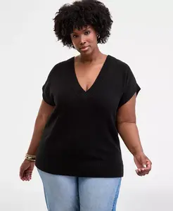 Жилет-свитер Trendy Plus с V-образным вырезом On 34th, черный