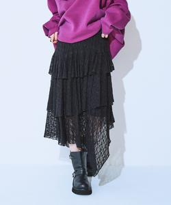 Асимметричный подол кружевная многоярусная юбка Jeanasis, цвет Black(09)