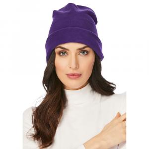 Женщина в женской флисовой шапке больших размеров с манжетами Woman Within, цвет Midnight Violet