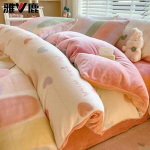 Yalu Пододеяльник 180х220 см, молочный вельвет, флисовая подкладка, утепленный