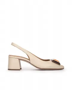 Туфли-лодочки женские с отделкой и эластичным задником Pedro Miralles, бежевый