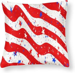 Custom Декоративная наволочка квадратная American Flag из сатина с молнией Pattern-2