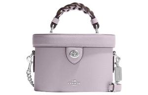 COACH Кожаная сумка-бокс через плечо женская маленькая светло-фиолетовая