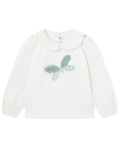 Майорал Воротник Футболка с принтом стрекозы Mayoral, белый