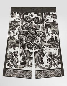 Джинсовые бермуды с принтом майолика Dolce&Gabbana, мультиколор