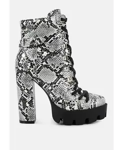 Пальметто ботинки до щиколотки из змеиной кожи London Rag, черный