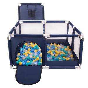 Поле Selonis KK-100X с мячами 6см синее: бирюзово-сине-желто-прозрачное 125х125х105/400 шариков