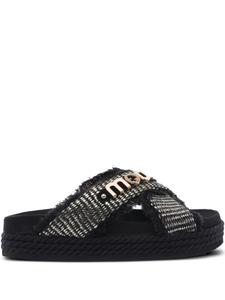 Босоножки на платформе с бахромой Mou, черный