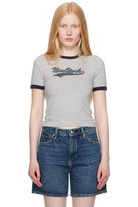 Футболка с кружевными вставками из мика Rag & Bone, серый