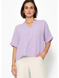 Рубашка свободного кроя из муслина сиреневого цвета SASSYCLASSY