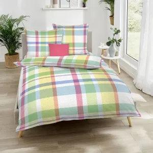 Постельное белье Dream Sleep Seersucker в клетку Madras Check Multicolored 155x220 см + 80x80 см Traumschlaf