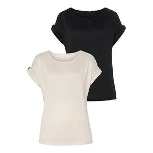 Женская футболка с пуговицами, 2 шт Lascana, Black And Cream