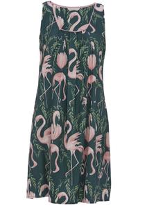 Женская ночная рубашка с шортами и принтом фламинго Ivy зеленого цвета Cyberjammies